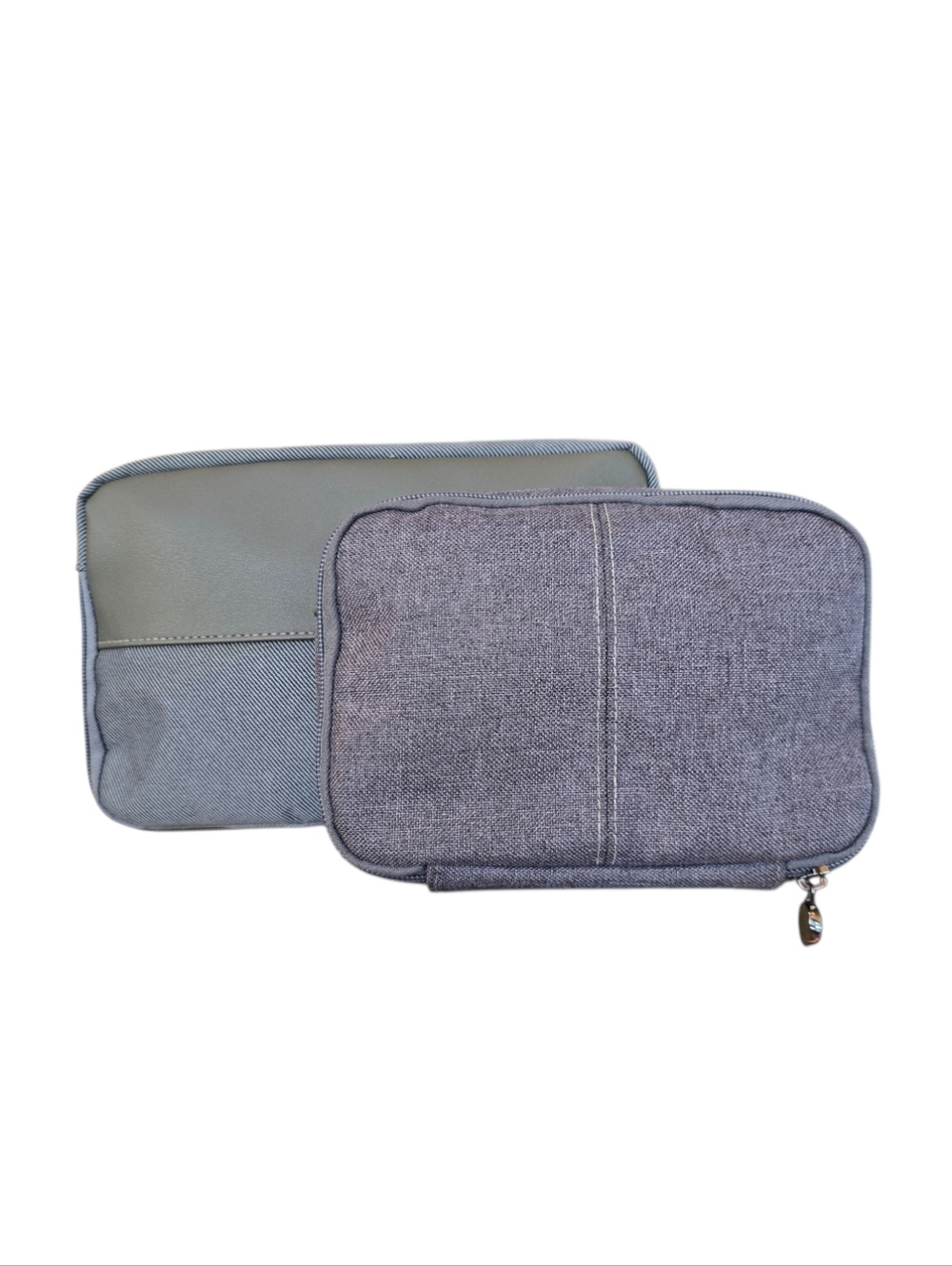 Bvlgari Parfums Set Of 2 Gray Canvas Zip Cosmetic Toiletry Cases